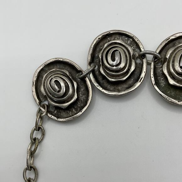 Vintage Seraglio Silver Tone Bracelet 6–7.5” • Egyptian/Middle Eastern Motif - Picture 9 of 14